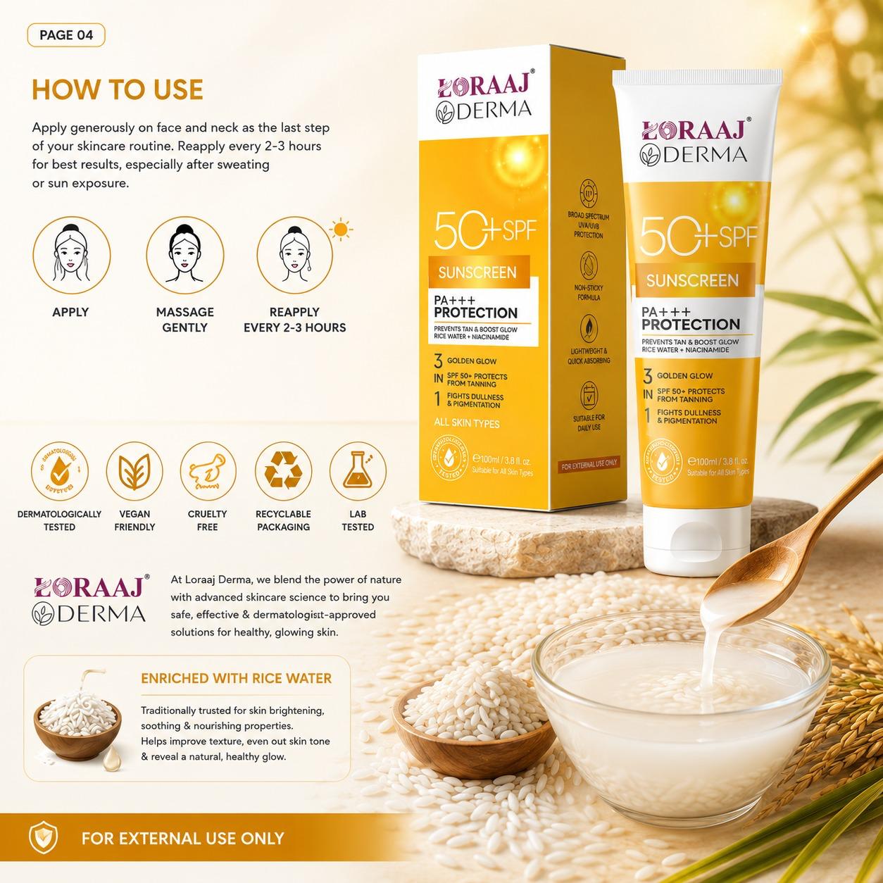 Loraaj Derma SPF 50+ Sunscreen Cream 100ml by LORAAJ DERMA